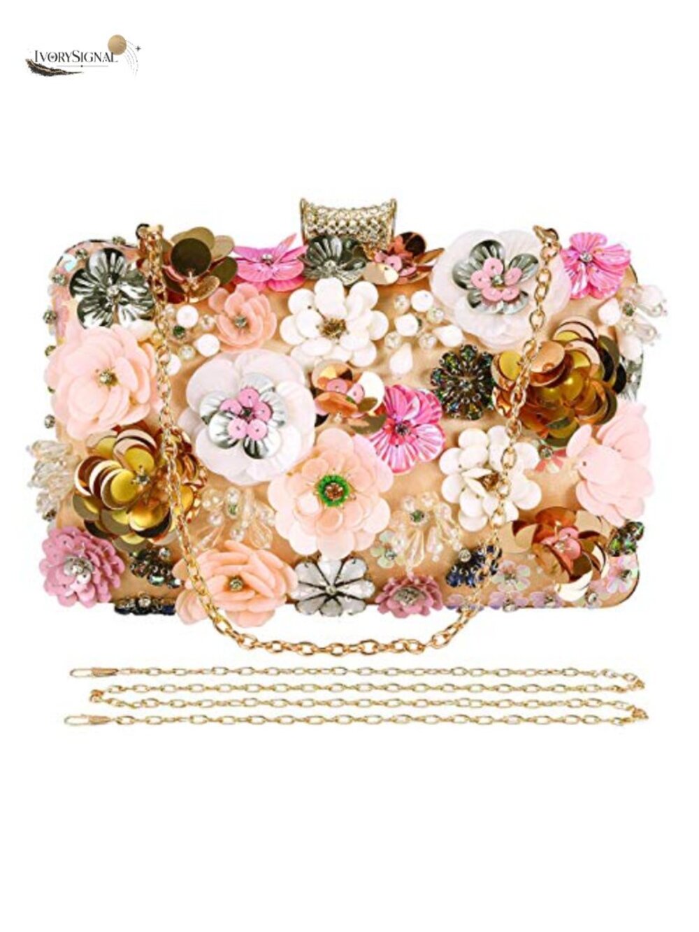 Beaded Pearl Clutch Purse Women Evening Bag Satin Formal Wedding Prom Party